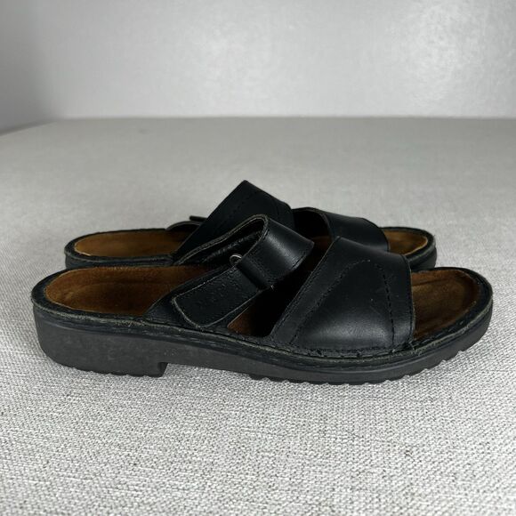 Naot Black Leather Slide Sandals Men\'s EU 42 US 9 Adjustable Comfort NAOT Mens Santo Soft BLACK Leather Sandal Slides sz. 44 EU  main image 3